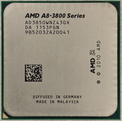 AMD A8-3850 Quad Core Processor 2.9GHz, 4 MB Cache, Socket FM1, 100Watt CPU