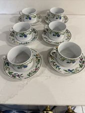 Vintage Royal Norfolk Floral Design Cups & Saucer Set x 6 Bone China Unused