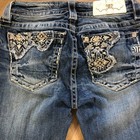 Miss Me Bootcut Jeans Womens 27 Mid Rise Distressed Denim Embroidered Pockets