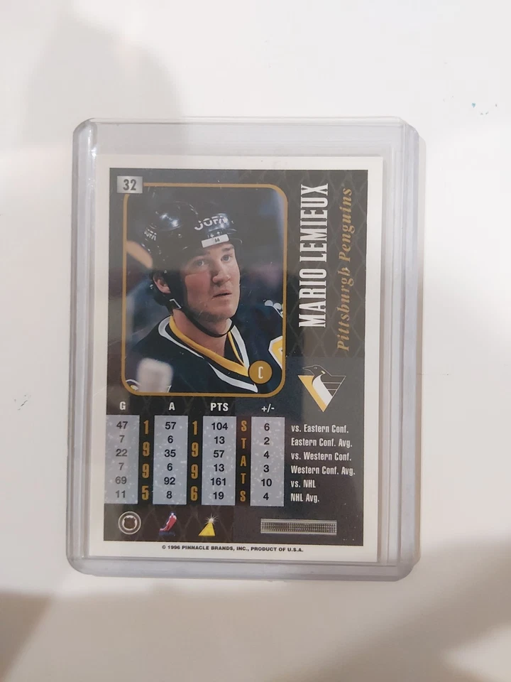 Mario Lemieux Pinnacle Summit 1996 97 stock premium refractor plateado 32 pingüinos Foto 2 de 2