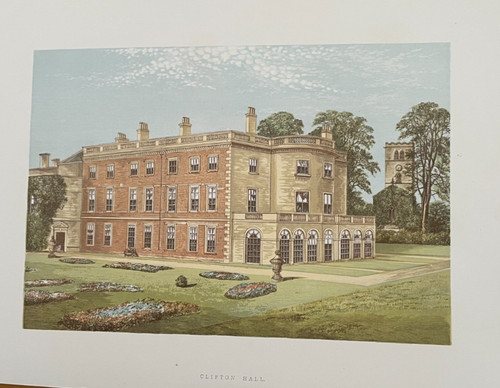 ANTIQUE PRINT CLIFTON HALL NOTTINGHAMSHIRE 1880 MORRIS COLOUR ORIGINAL
