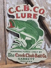 VINTAGE CREEK CHUB BAIT CO. PORCELAIN SIGN OLD FISHING LURE TACKLE ROD REEL SHOP