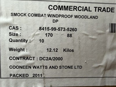 Ungeöffnete Handelspackung DPM winddichte Kittel 170/88 Cooneen Watts & Stone Ltd