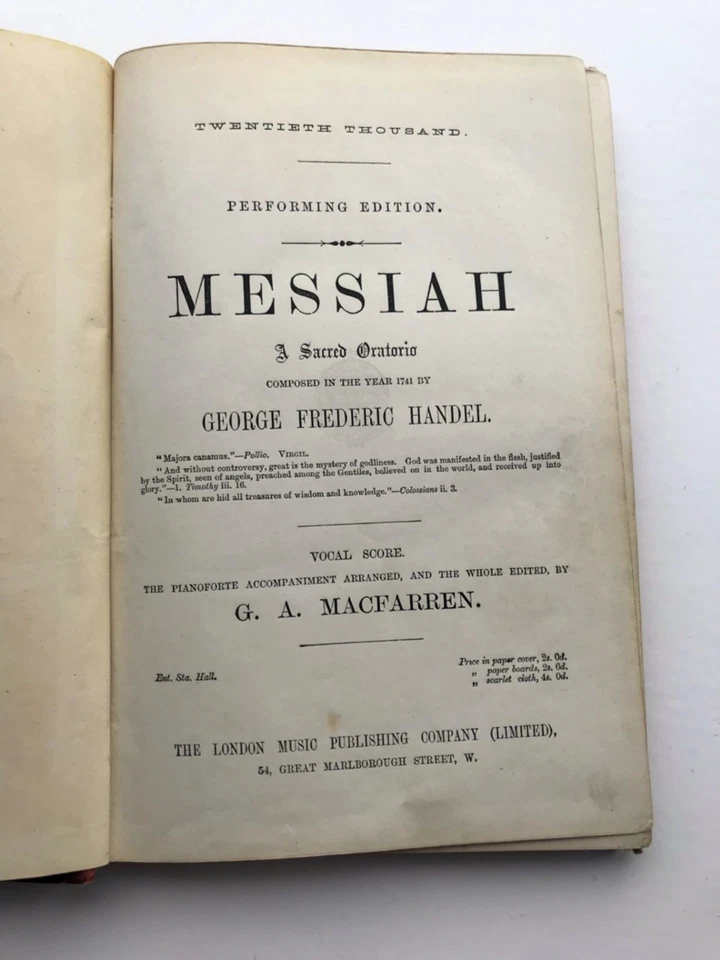 Handel's Messiah music score by G A Macfarren - Image 2 of 3