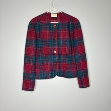 Pendleton 100 Virgin Wool Sz Small Pink Teal Navy Jacket Women Formal Stylish