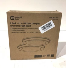 Commercial Electric 11 in. Matte Black LED Flush Mount Low Profile Light 2 Pack
