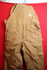 Carhartt Made In USA RN 14806 Red Quilt Lined Bib Overalls Men  s 40/32