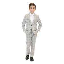 Appaman Boy's 5 Grey Two Piece Stretch Mod London Check Suit Blazer Pants K13-8