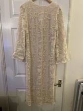 Mint Velvet cream beige crochet sequin overlay midi dress UK 12 RRP £165