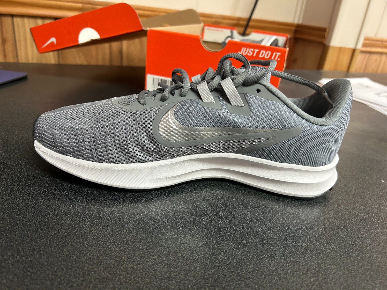 Size 10.5 - Nike Downshifter 9 Cool Grey/METALLIC SILVER