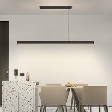 Image of Walnut Wood Pendant Light with Remote, Dimmable LED, 3000K-6500K, 150cm