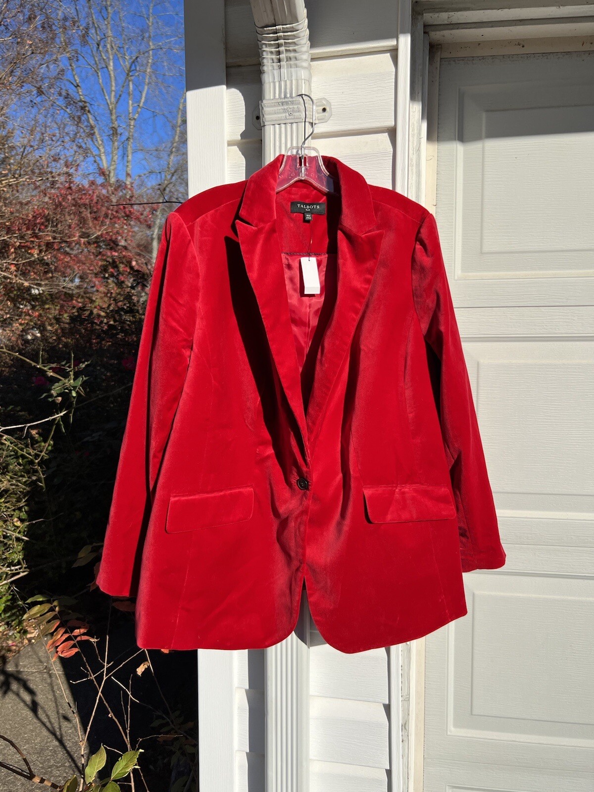 NWT Talbots Gorgeous Red Velvet Lined Festive Long Sleeve Blazer  20W