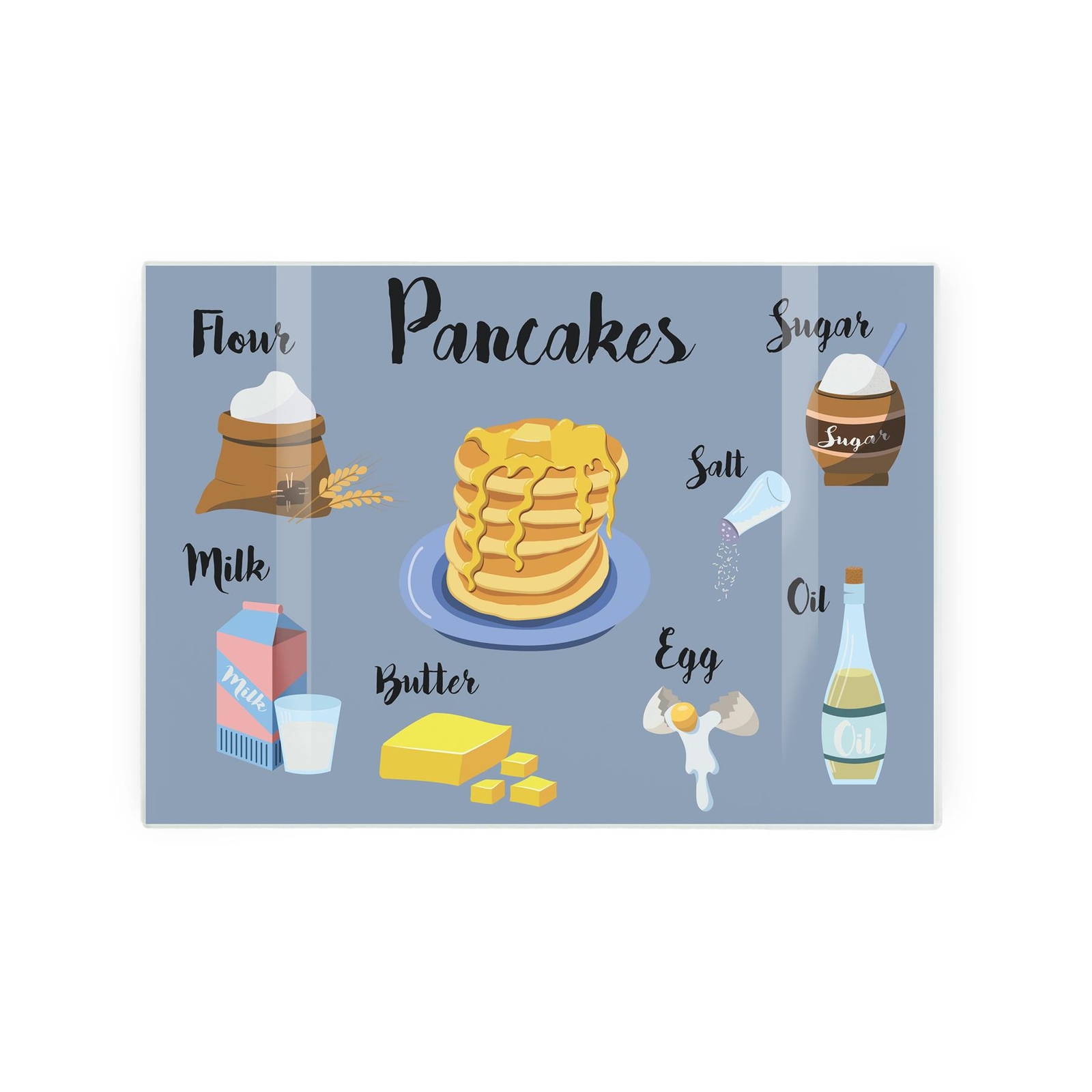 Pancakes Recipe Small Glass Worktop Saver - Rectangular Glass Chopping Board