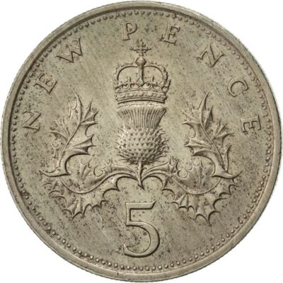 United Kingdom 5 New Pence - Elizabeth II 2nd portrait