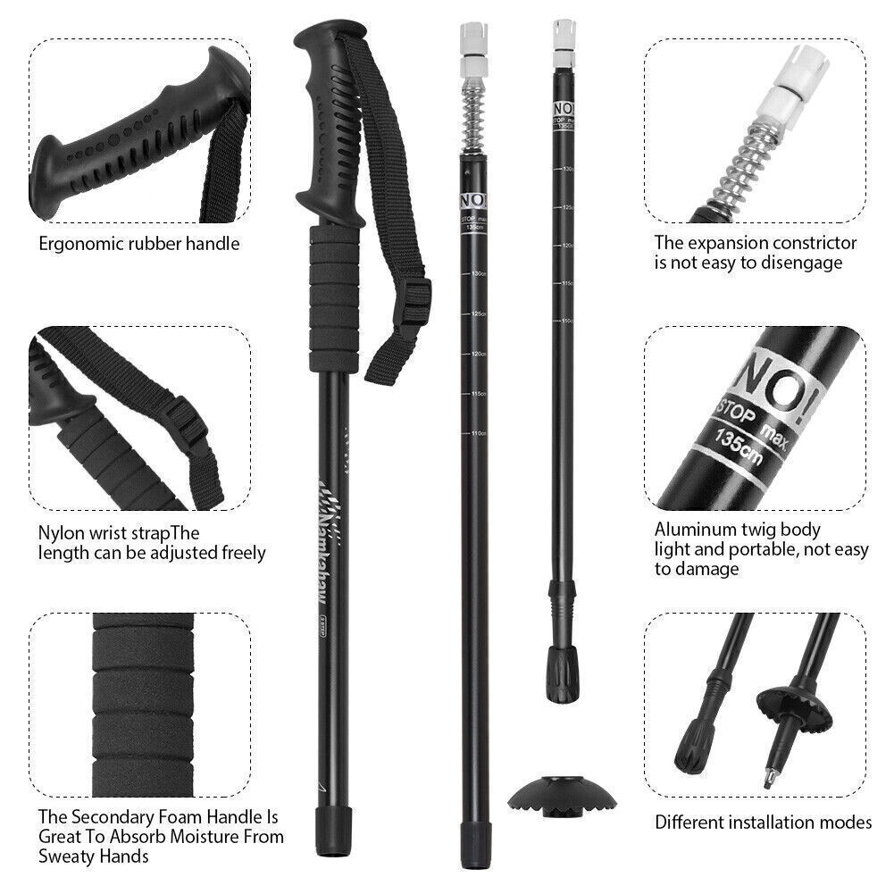 1 Pair Telescopic Walking Poles Sticks Extending Adjustable Antishock