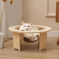 44 20cm D H Clear Capsule Cat Bed, Free Standing Pets Bed, Log Color Cat Bed