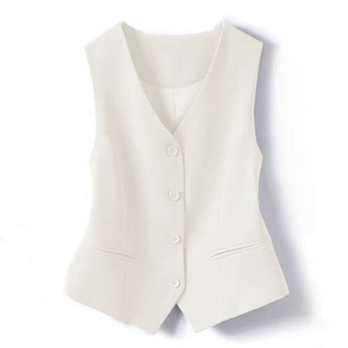 Single Breasted Slim Sleeveless Vest Slimming Top Elegant Intellectual Short Vest