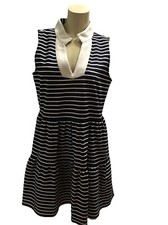 ELIZA J. WOMENS SLEEVELESS STRIPED WHITE /BLUE DRESS NWT-L