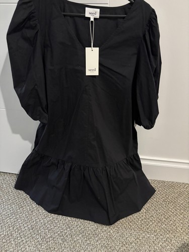 Seed heritage womens Black Poplin dress BNT