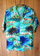 RARE Vintage 1940's 1950's Waikiki Sports Rayon Crepe Hawaiian Shirt/Size L XL