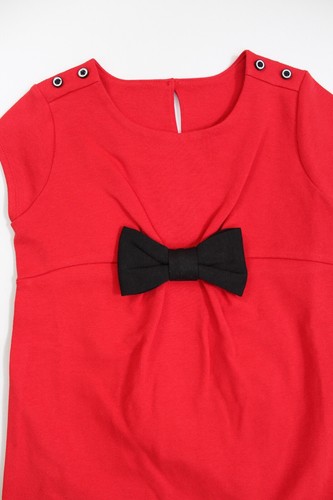 Olivia for Gymboree Red Dress Black Bow Buttons on Shoulder Details Size 5 - Picture 3 of 3