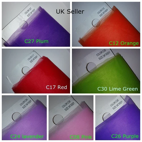 Premium Soft Plain Tulle Fabric Width 54"/ 138 cm  x Length 50 Y 100% Nylon UK