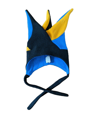 Columbia Fleece Jester Winter Hat Kids Childs Youth Size S/M Y2K Yellow Blue - Picture 4 of 7