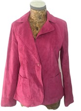 Part Two Suede Blazer 12 Hot Pink Real Leather Short Mid Length Formal Womens