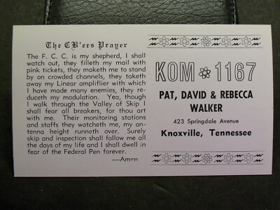 QSL Card - KOM1167 - Pat, David, Rebecca Walker - Knoxville, Tennessee