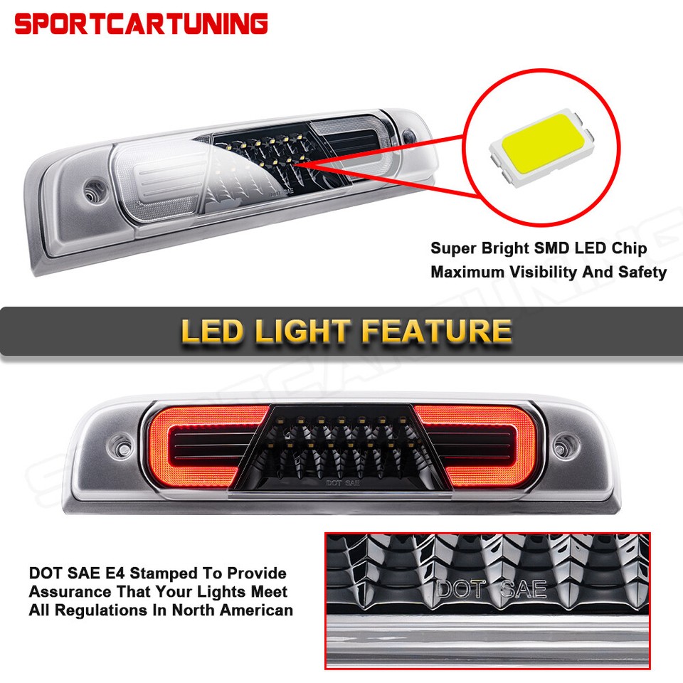 2021 TAHOE Tail Light LED Third Brake Light Cargo Lamp For 2014-2018 Chevy Silverado & GMC Sierra - Black Housing Smoke Lens - Foto 4