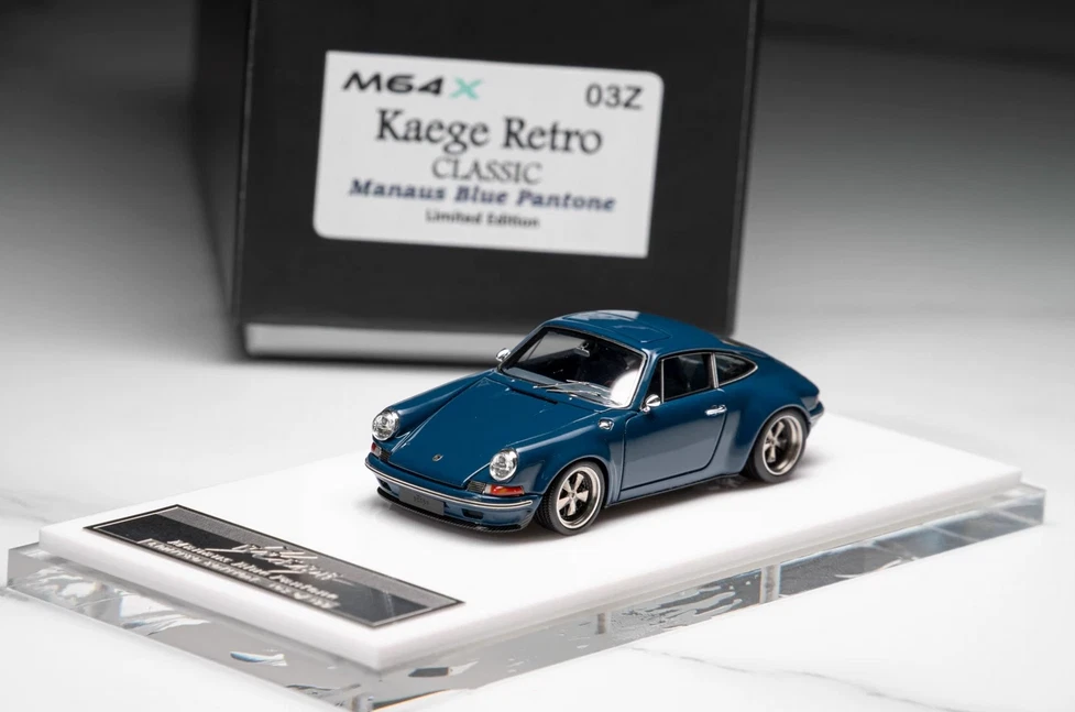 1:64 Resin Car model Porsche Kaege Retro Turbo Blue Craft Gift