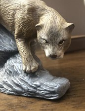 Mountain Lion Statue- figurine. Mountain Lion on a rock/ledge- Last One