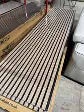 Acoustic Slat Wood Wall Panel Modern Interior Media Wall - Light Oak 2.4m x 0.6m