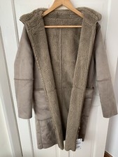 Cappotto Teddy ZARA beige cammello doppia faccia reversibile con cappuccio XS PREZZO AL PUBBLICO £90