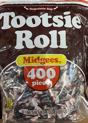 Tootsie Roll Midgees Chocolate Candy 43.1 oz Bag - 400 Pieces - Resealable Bag