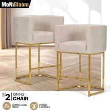 Set of 2 Dining Chair Backrest Upholstered Barrel Armchair Home Furniture White