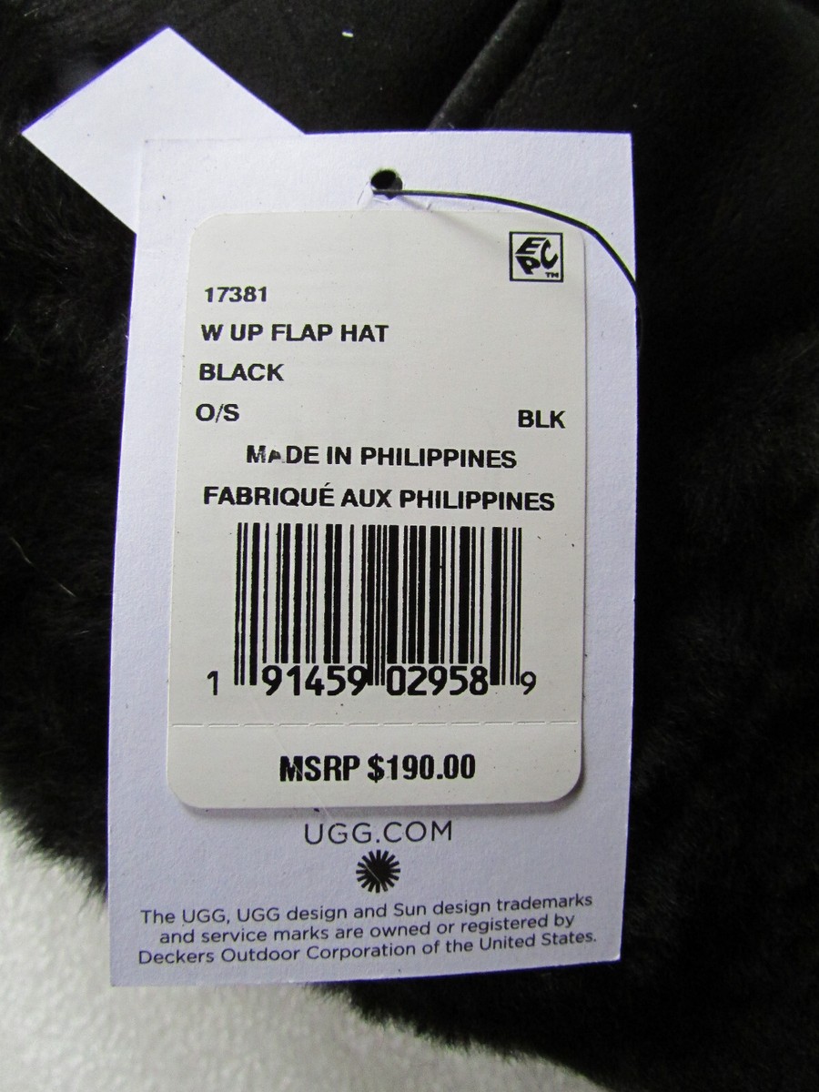 UGG Hat Up Flap Shearling Pom Aviator Water Resistant Trapper New