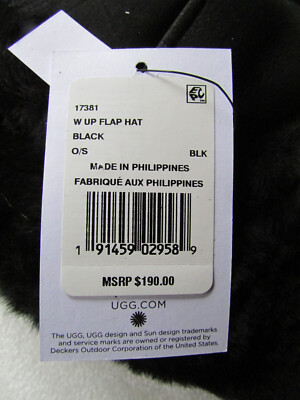 UGG Hat Up Flap Shearling Pom Aviator Water Resistant Trapper New