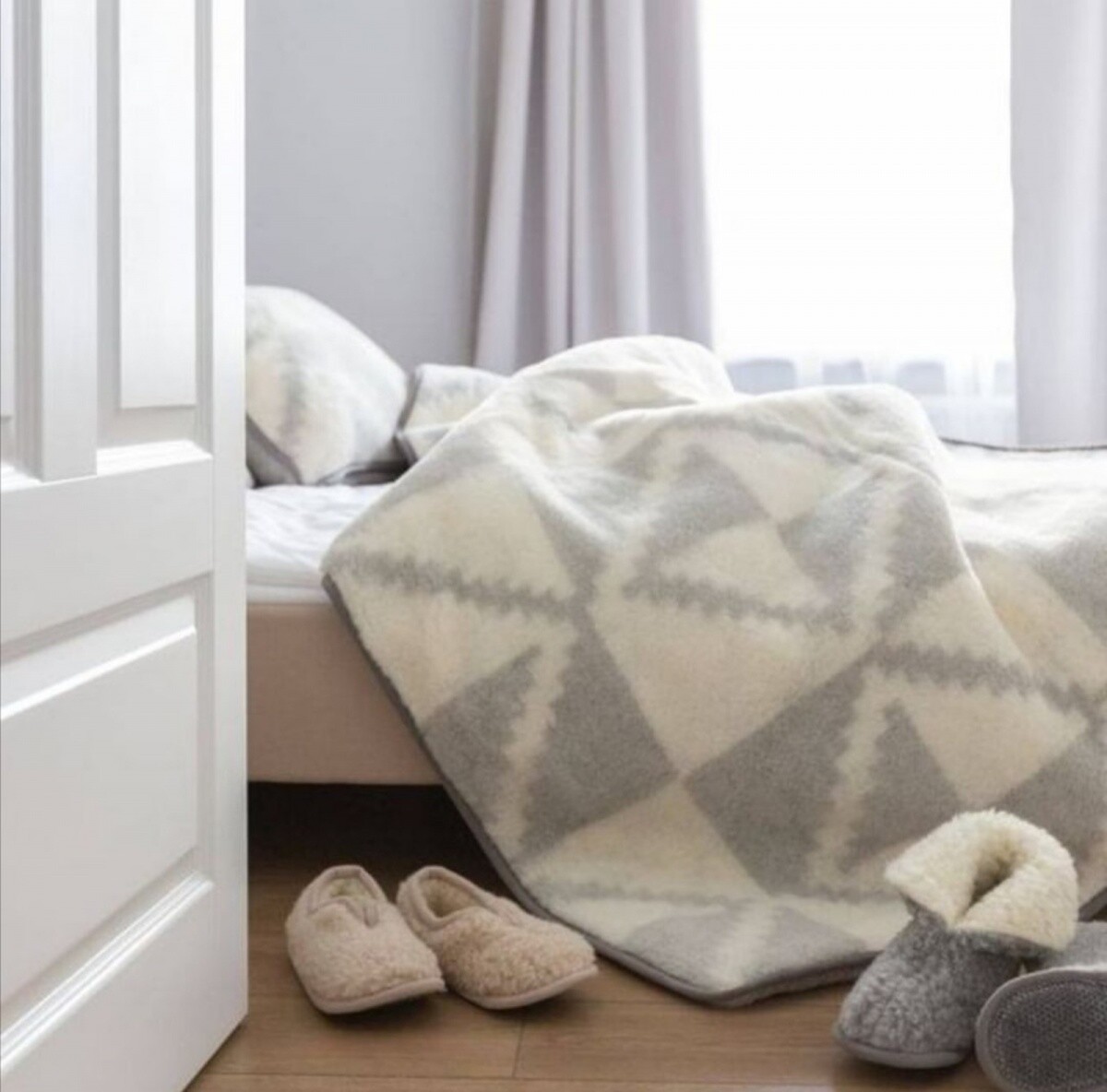 Ropa de Cama Australiana Lana Merina Gaba 140x200 Gris / Blanco Manta