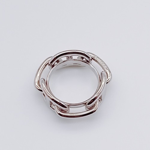 HERMES Chaine D'ancre Scarf Ring Silver Hardware H Chain Near Mint - Picture 4 of 13