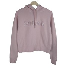 Reebok Hoodie Womens Small Cropped Logo Hoodie Pale Dusty Pink