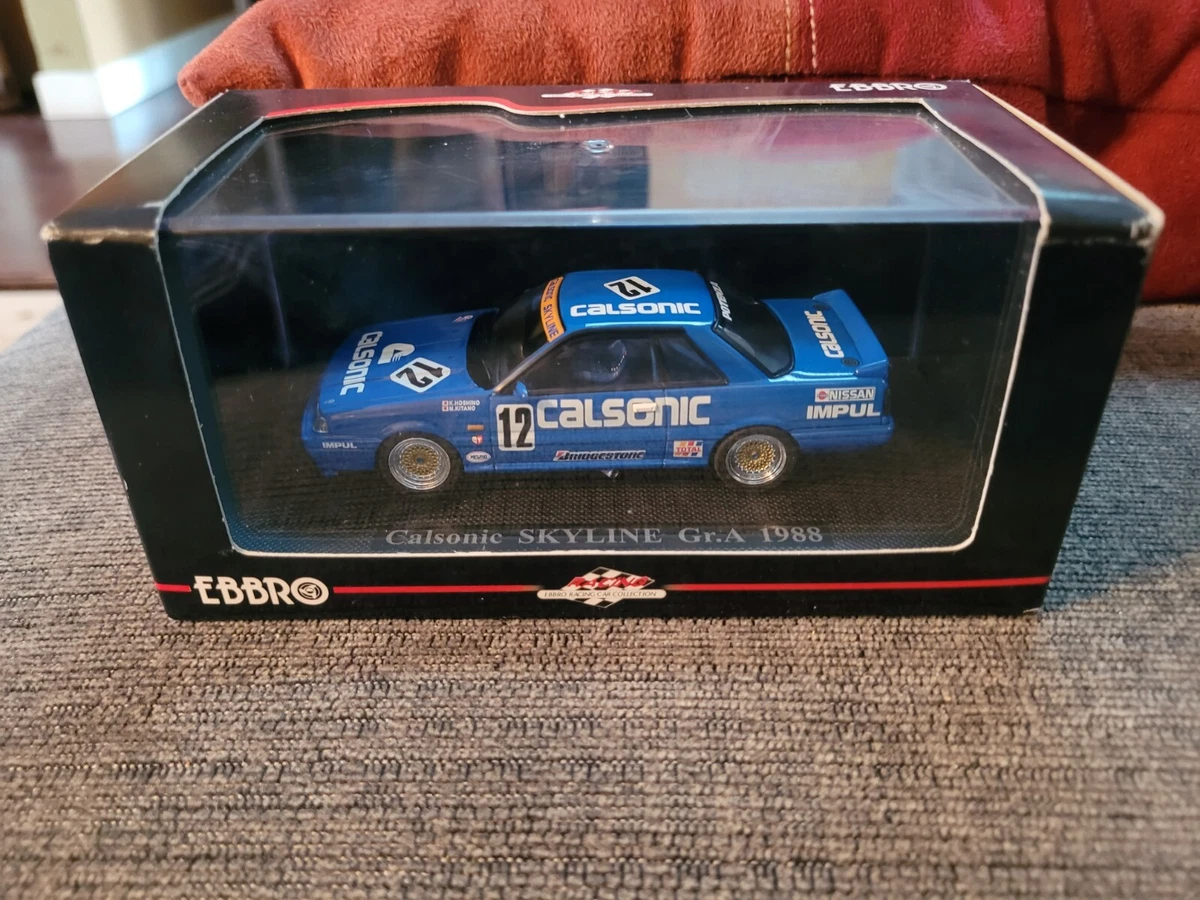 ミニカー 1/43 EBBRO Calsonic SKYLINE Gr.A 1988 Ebbro 1/43 Nissan Skyline Calsonic Gr.A 1988 #672 Blue. New in box