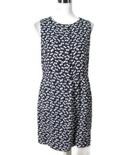 J. Crew Dress Sz 12 Blue White Heart Print Sleeveless Sheath Shift NWOT