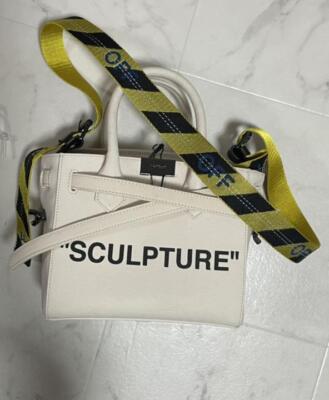 OFF-WHITE Denim Canvas Tote Hand Crossbody Bag Women Beige Black