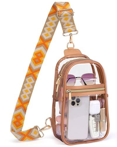 Clear Sling Bag - Stadium Approved Clear Bag for Sport Concert 03_brown