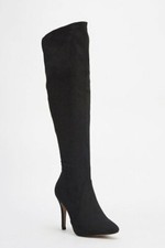 SIZE 3 36 CAMEL BLACK FAUX SUEDE OVER KNEE HIGH THIGH BOOTS (SLIM LEG) BNWB