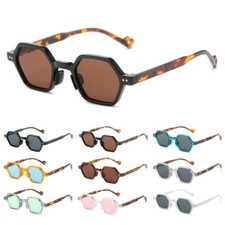 Vintage Hipster Hexagonal Sunglasses Men Women Small Retro Polygon Shade Glasses