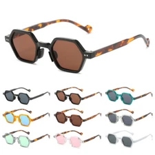 Vintage Hipster Hexagonal Sunglasses Men Women Small Retro Polygon Shade Glasses