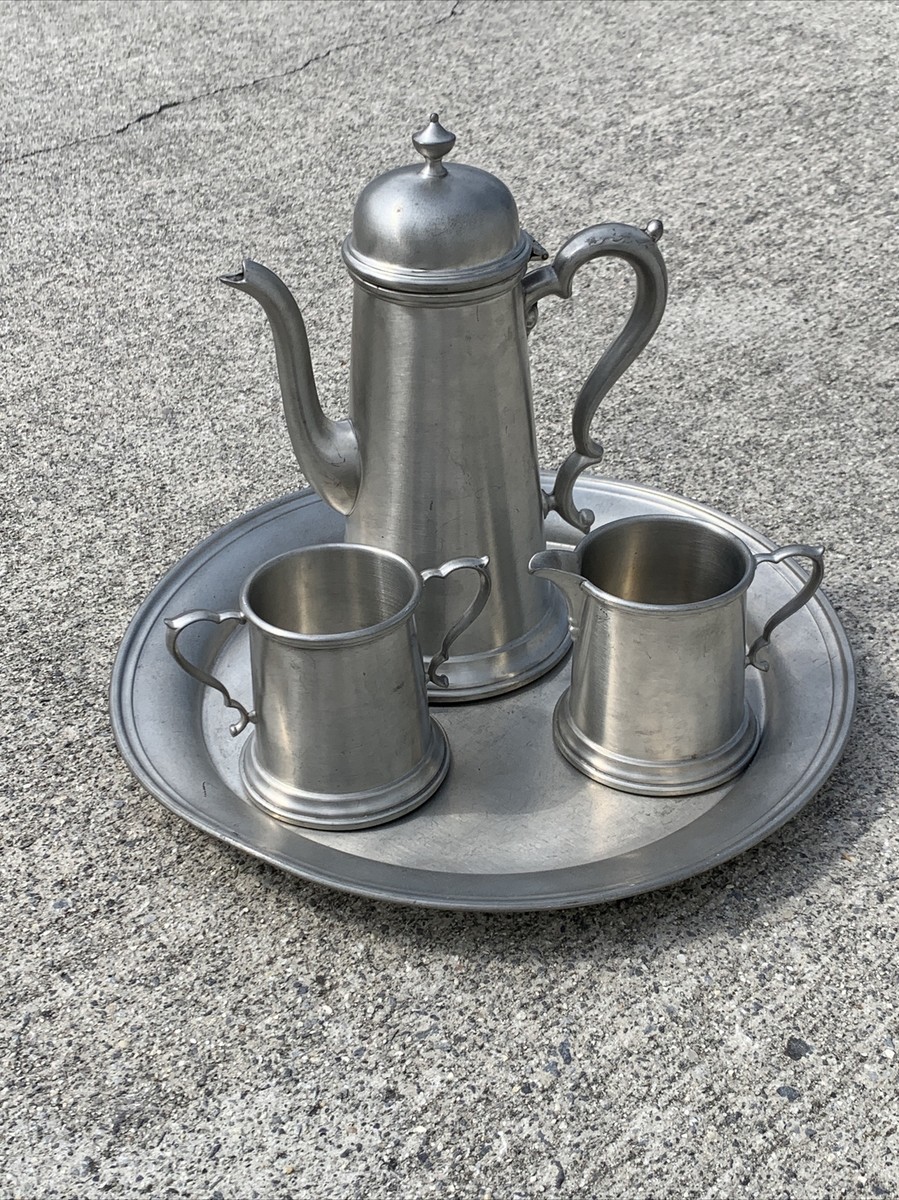Vintage COLONIAL PEWTER BOARDMAN #130 & 115 Heart Handle Platter