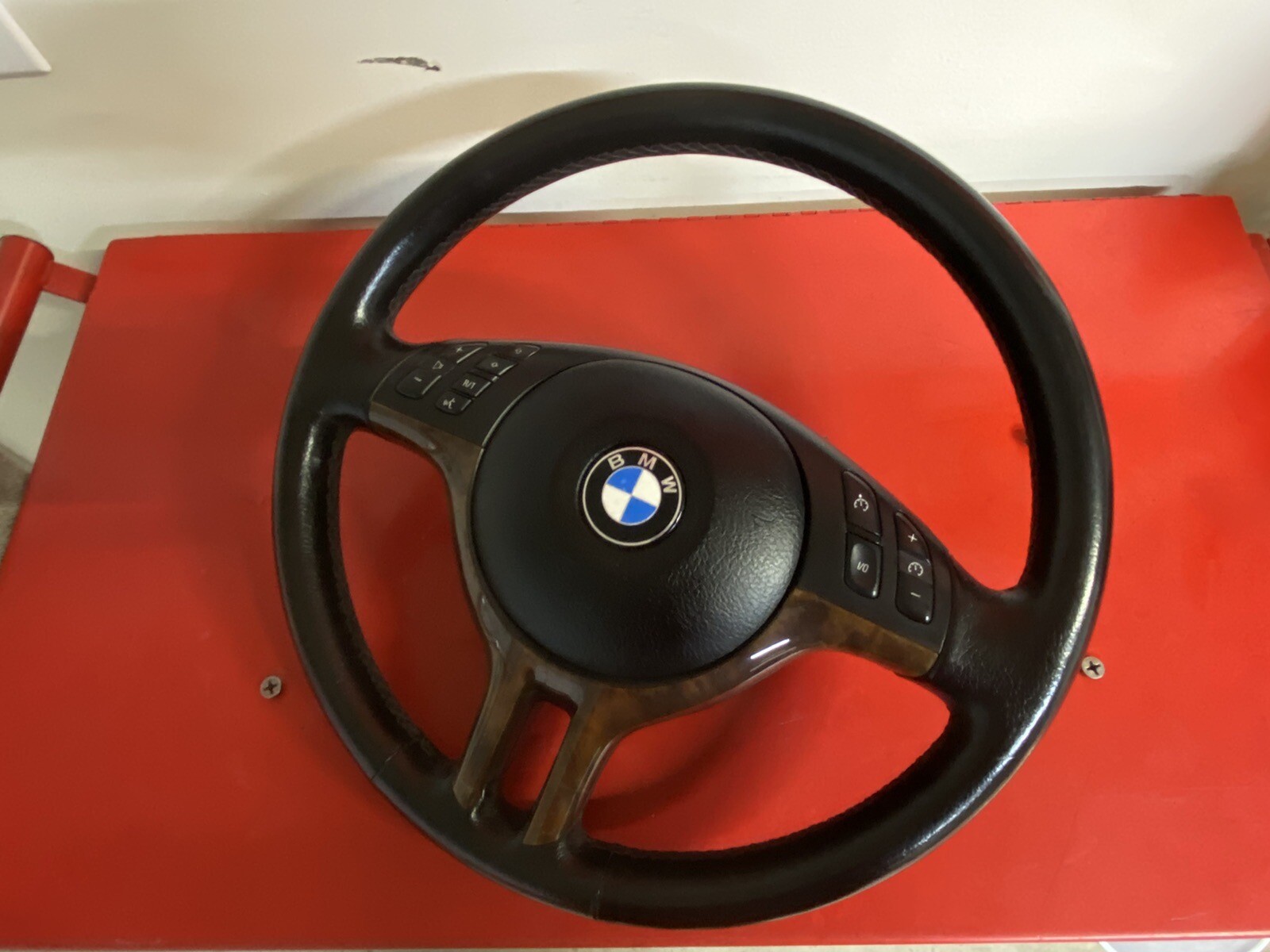 BMW E46 SPORT Steering Wheel Black + WOOD TRIM OEM 20012006 COMPLETE